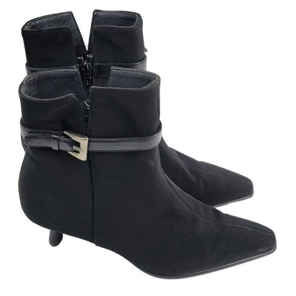 Stuart Weitzman Sync Gore-Tex Ankle Booties Leather Trim Heels Womens Size 7 1/2 - Picture 1 of 7